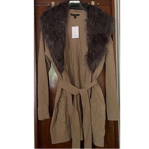 Banana Republic Tan Sweater with Faux Fur